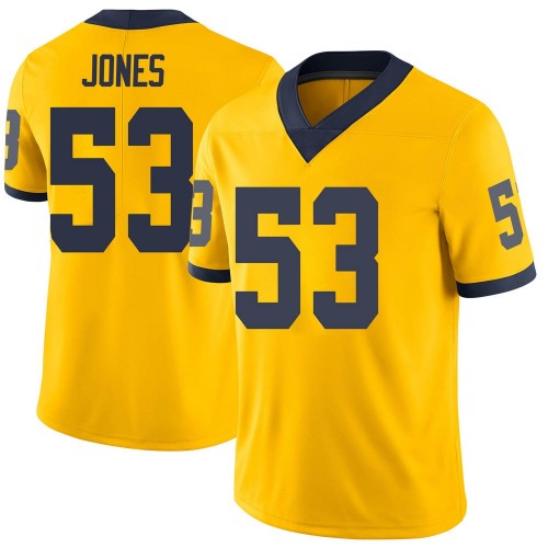 Trente Jones Michigan Wolverines Men's NCAA #53 Maize Limited Brand Jordan College Stitched Football Jersey MQG5554OG